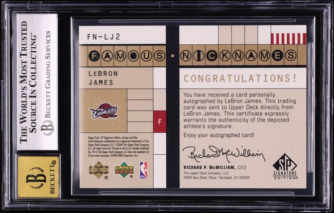 2003 SP Signature Edition Famous Nicknames LeBron James ROOKIE AUTO /25 #FN-LJ2 BGS 9 MINT
