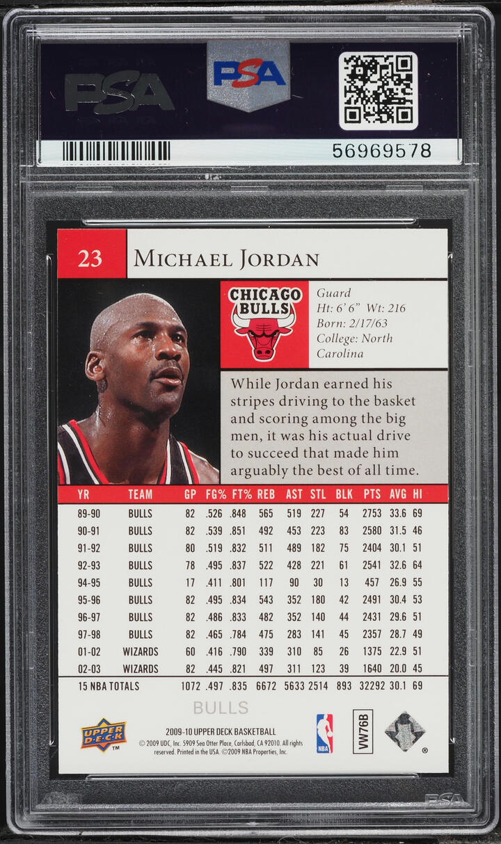 2009 Upper Deck Basketball Michael Jordan #23 PSA 10 GEM MINT