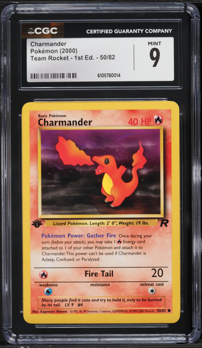 2000 Pokemon Team Rocket 1st Edition Charmander #50 CGC 9 MINT