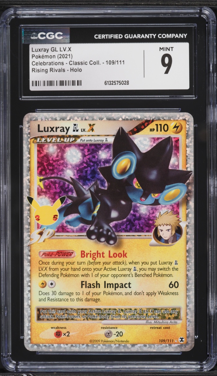 2021 Pokemon Sword & Shield Celebrations Classic Holo Luxray GL LV.X #109 CGC 9 MINT