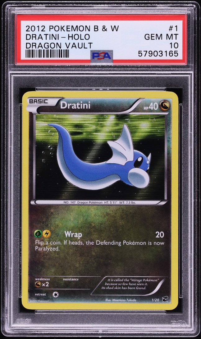 2012 Pokemon Black & White Dragon Vault Holo Dratini #1 PSA 10 GEM MINT