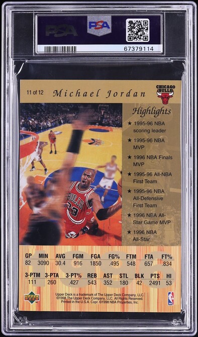 1998 Upper Deck Gatorade Michael Jordan #11 PSA 10 GEM MINT