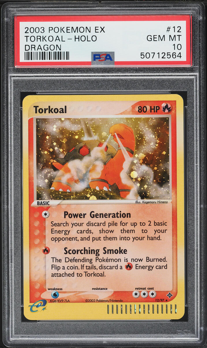 2003 Pokemon EX Dragon Holo Torkoal #12 PSA 10 GEM MINT