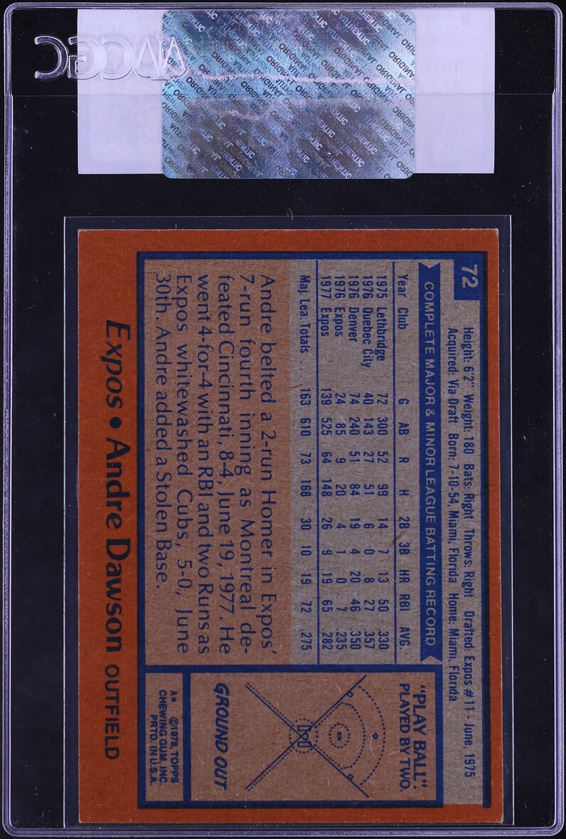 1978 Topps Andre Dawson #72 CGC AUTH