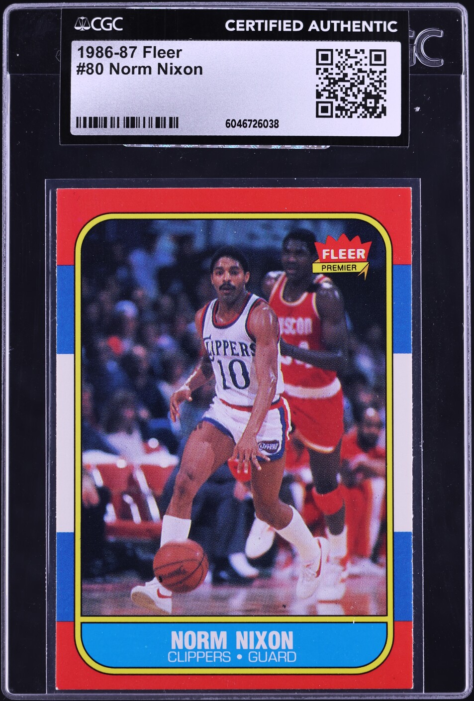1986 Fleer Basketball Norm Nixon #80 CGC AUTH