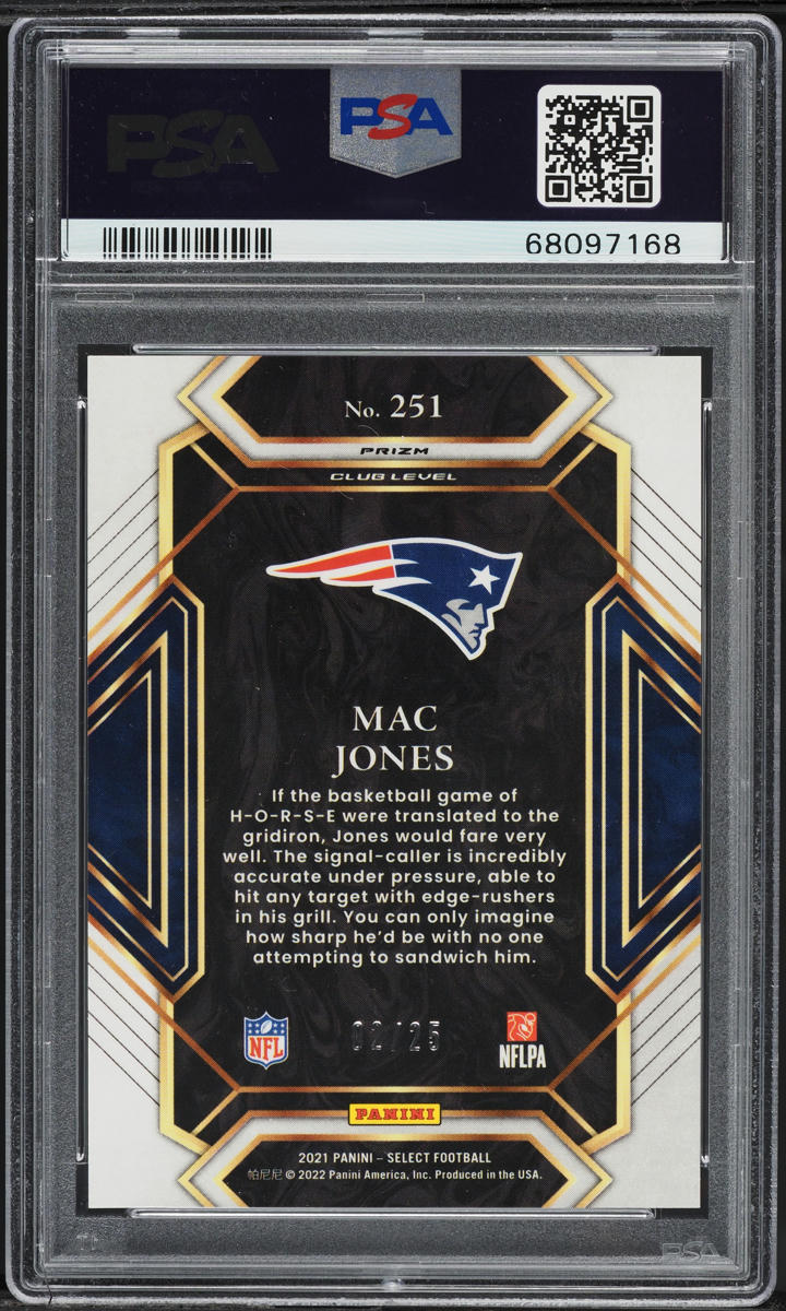 2021 Select Club Level Tie-Dye Prizm Mac Jones ROOKIE /25 #251 PSA 9 MINT