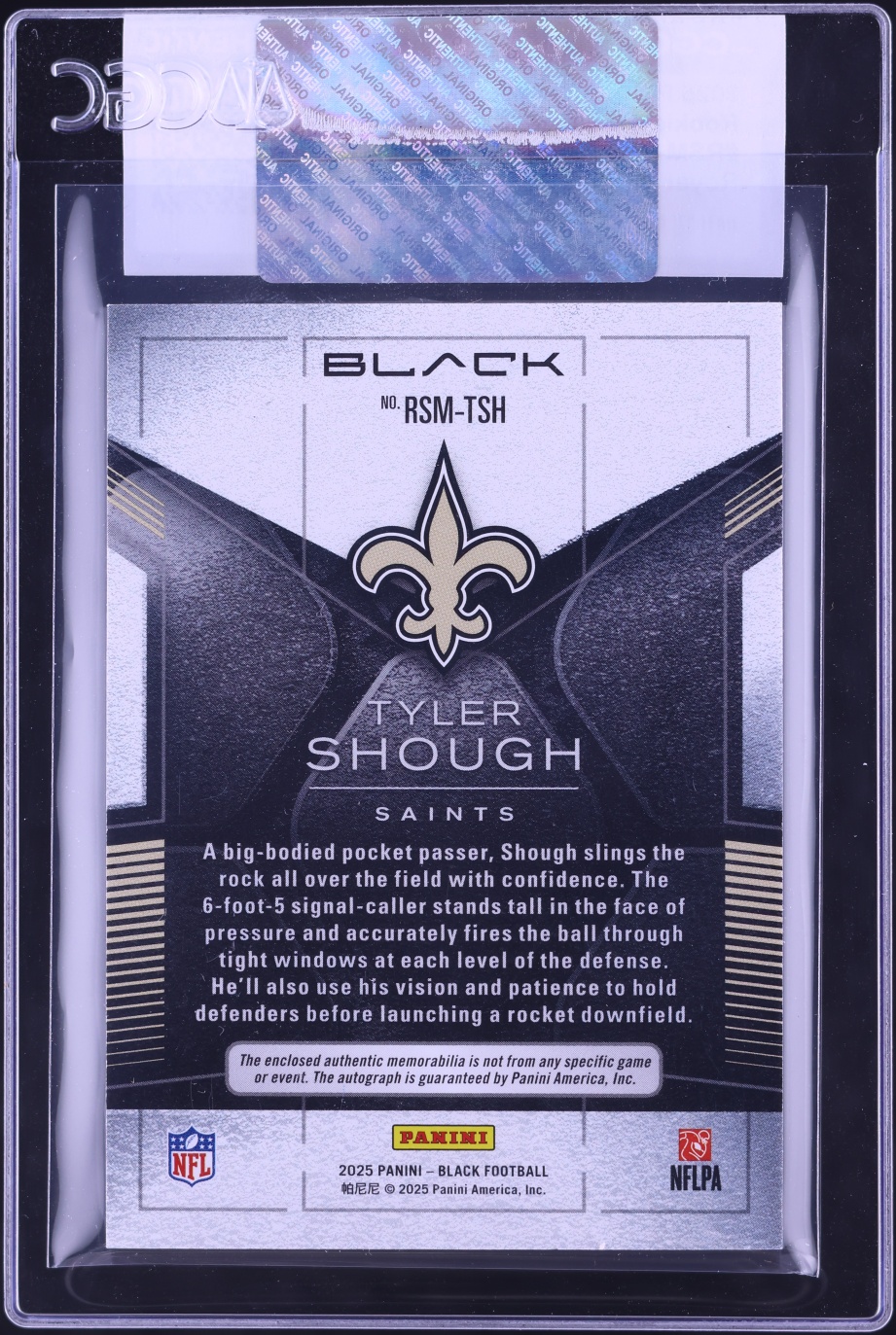 2025 Panini Black Signature Materials Royal Tyler Shough ROOKIE PATCH ...