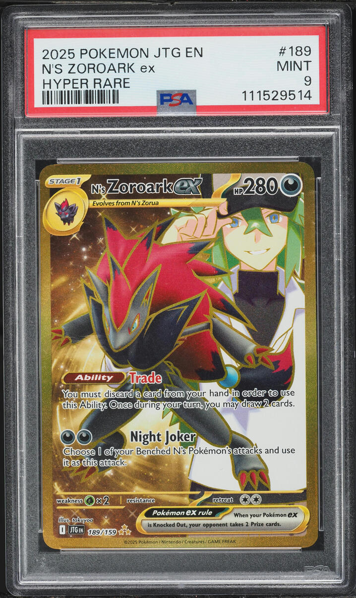 2025 Pokemon Scarlet & Violet Journey Together Full Art N's Zoroark ex #189 PSA 9 MINT
