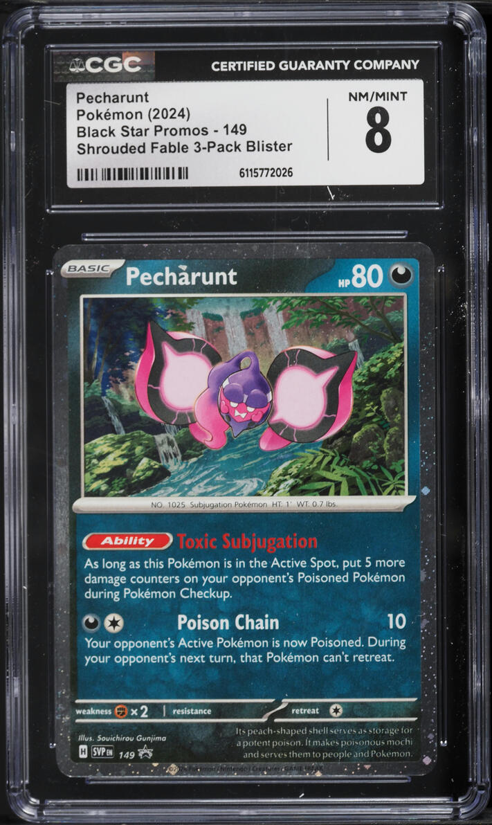 2024 Pokemon Scarlet & Violet Black Star Promo Shrouded Fable Pecharunt #149 CGC 8 NM-MT