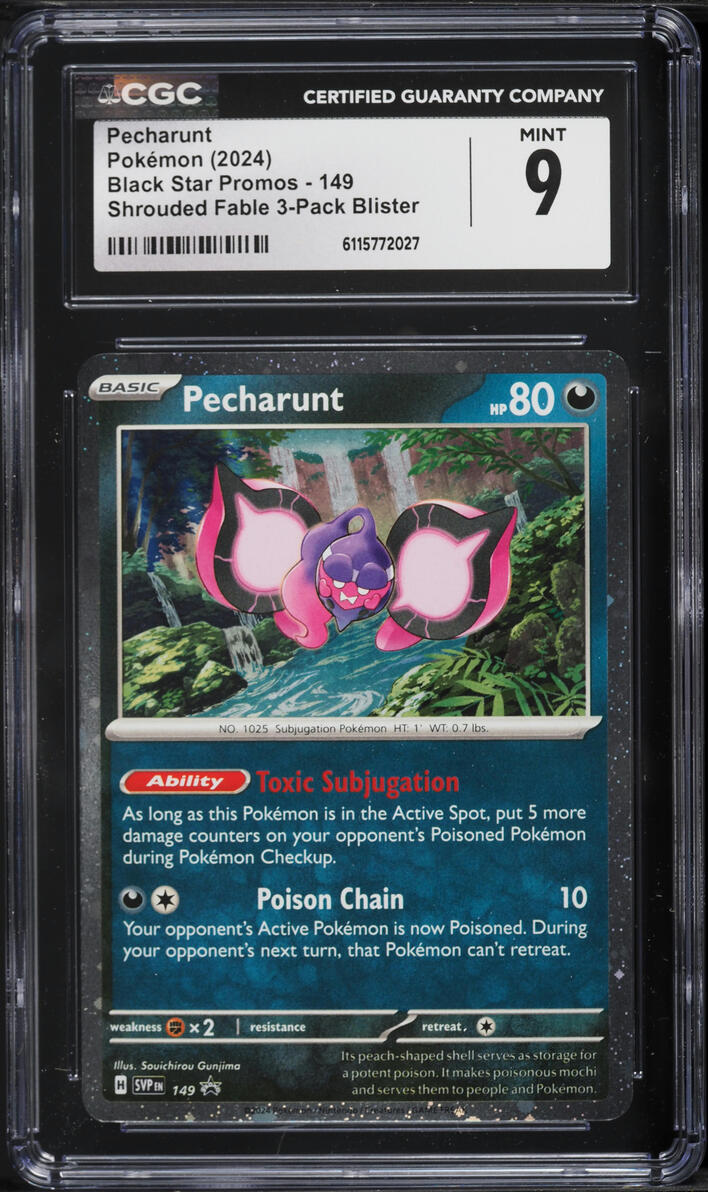 2024 Pokemon Scarlet & Violet Black Star Promo Shrouded Fable Pecharunt #149 CGC 9 MINT