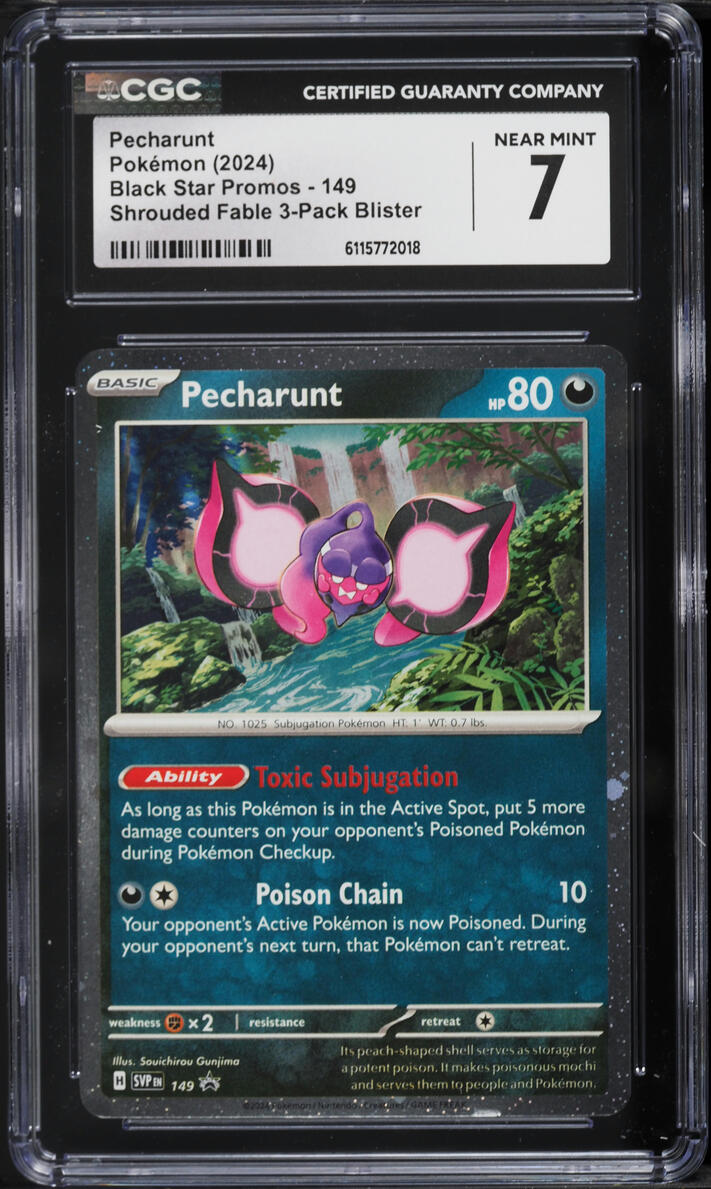 2024 Pokemon Scarlet & Violet Promo Shrouded Fable Cosmos Holo Pecharunt #149 CGC 7 NRMT