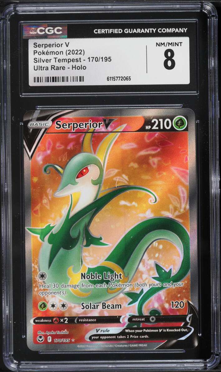 2022 Pokemon Sword & Shield Silver Tempest Full Art Serperior V #170 CGC 8 NM-MT