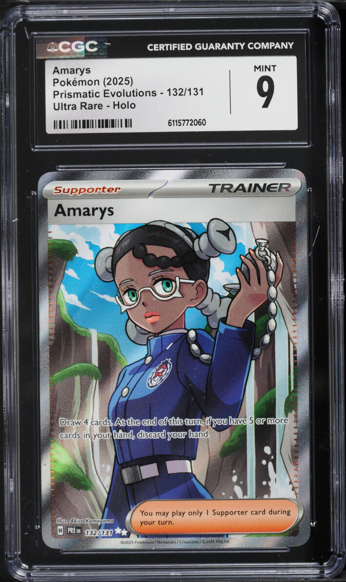 2025 Pokemon Scarlet & Violet Prismatic Evolutions Full Art Amarys #132 CGC 9 MINT