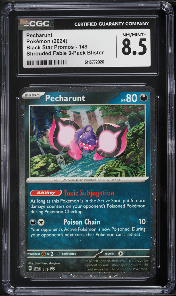2024 Pokemon Scarlet & Violet Promo Shrouded Fable Cosmos Holo Pecharunt #149 CGC 8.5 NM-MT+