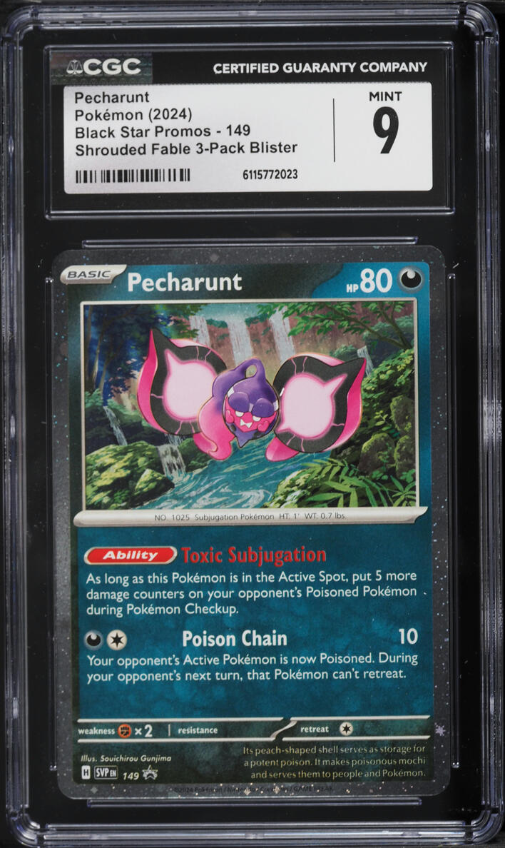 2024 Pokemon Scarlet & Violet Promo Shrouded Fable Cosmos Holo Pecharunt #149 CGC 9 MINT