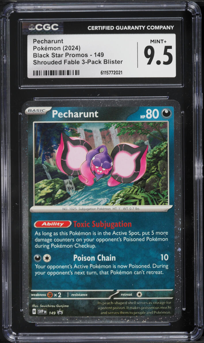 2024 Pokemon Scarlet & Violet Promo Shrouded Fable Cosmos Holo Pecharunt #149 CGC 9.5 MINT+