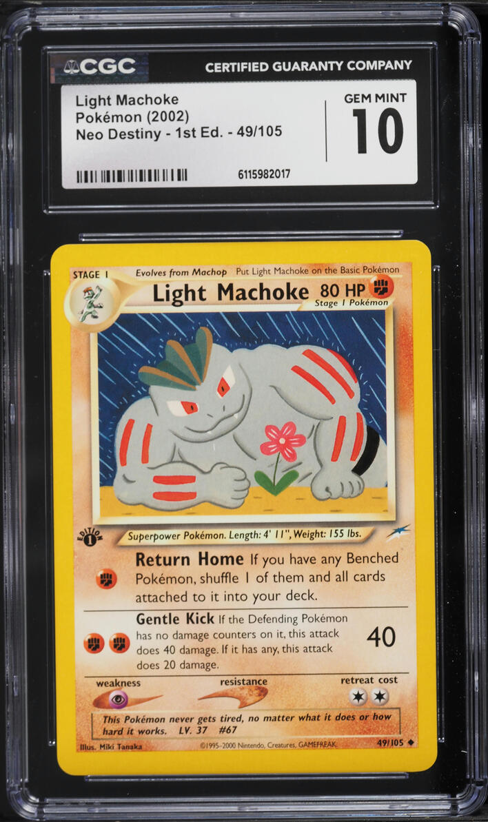 2002 Pokemon Neo Destiny 1st Edition Light Machoke #49 CGC 10 GEM MINT