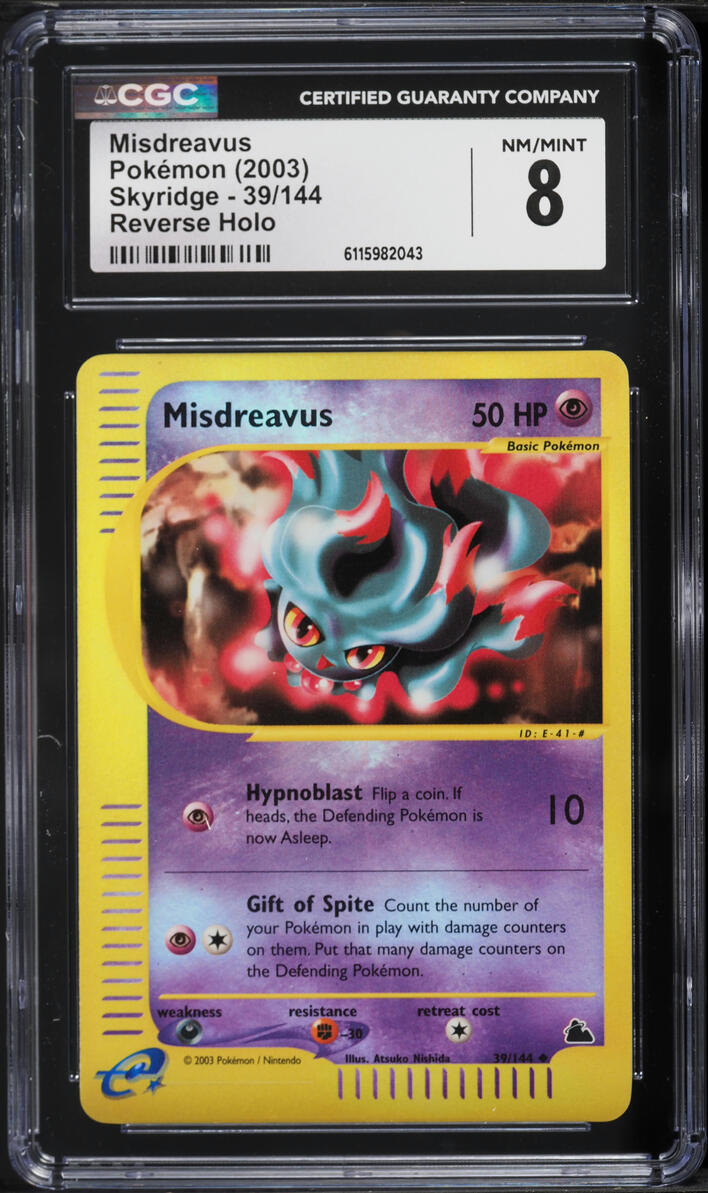 2003 Pokemon Skyridge Reverse Holo Misdreavus #39 CGC 8 NM-MT
