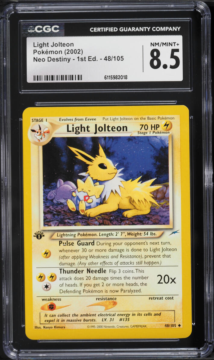 2002 Pokemon Neo Destiny 1st Edition Light Jolteon #48 CGC 8.5 NM-MT+