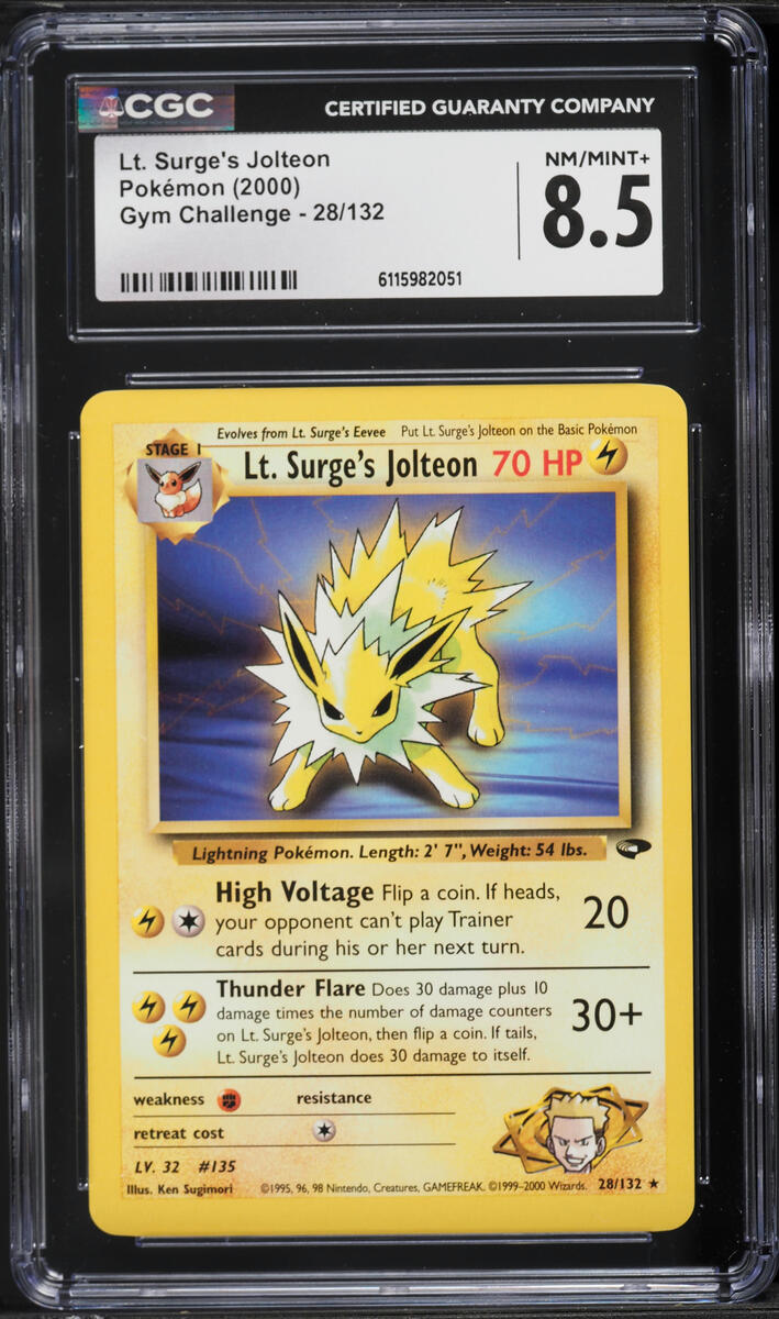 2000 Pokemon Gym Challenge Lt. Surge's Jolteon #28 CGC 8.5 NM-MT+
