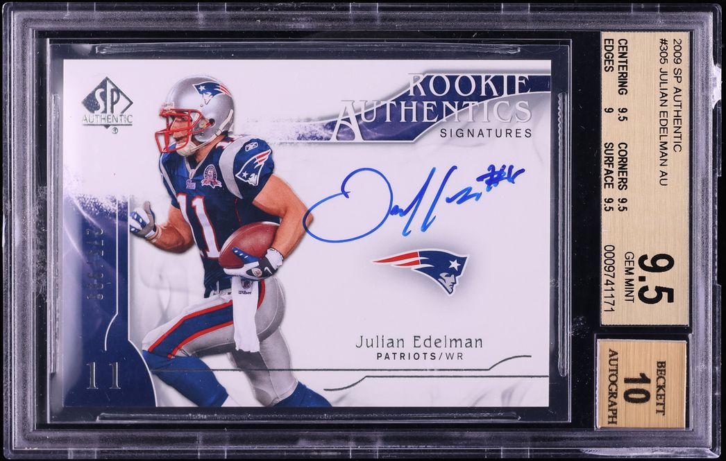 2009 SP Authentic Julian Edelman ROOKIE AUTO #305 BGS 9.5 GEM MINT