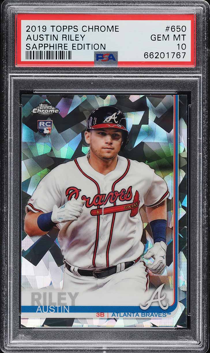 2019 Topps Chrome Sapphire Austin Riley ROOKIE #650 PSA 10 GEM MINT