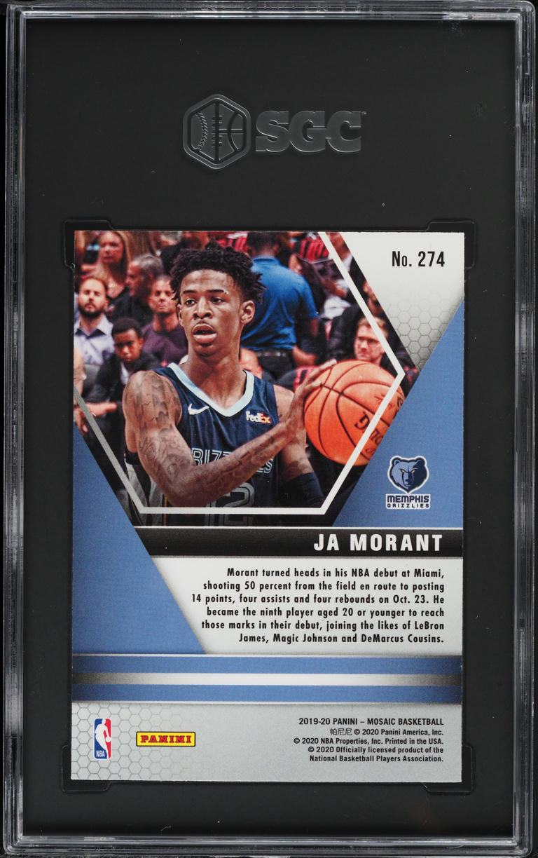 2019 Panini Mosaic NBA Debut Ja Morant ROOKIE #274 SGC 9 MINT