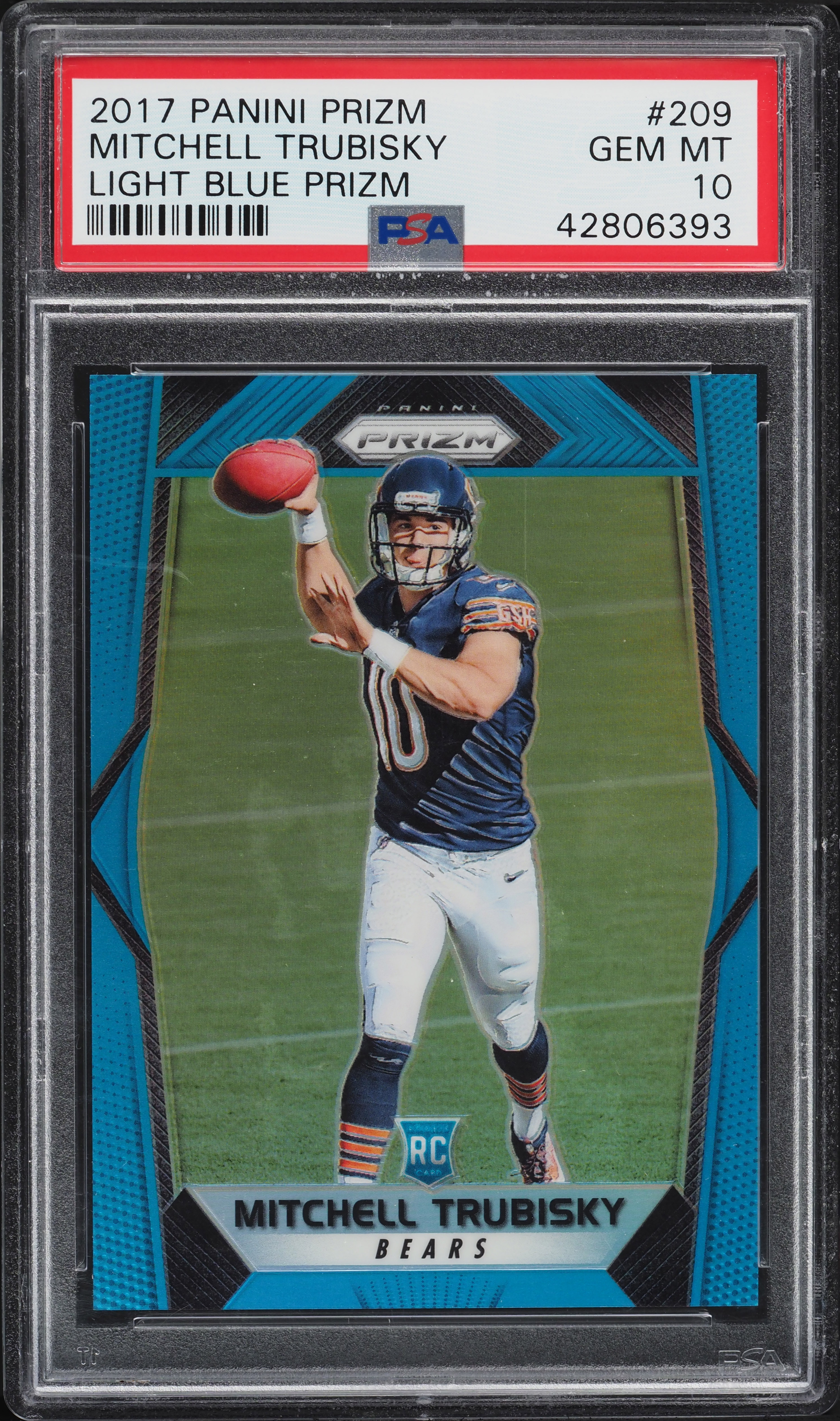 2017 Panini Prizm Light Blue Mitchell Trubisky ROOKIE /199 #209