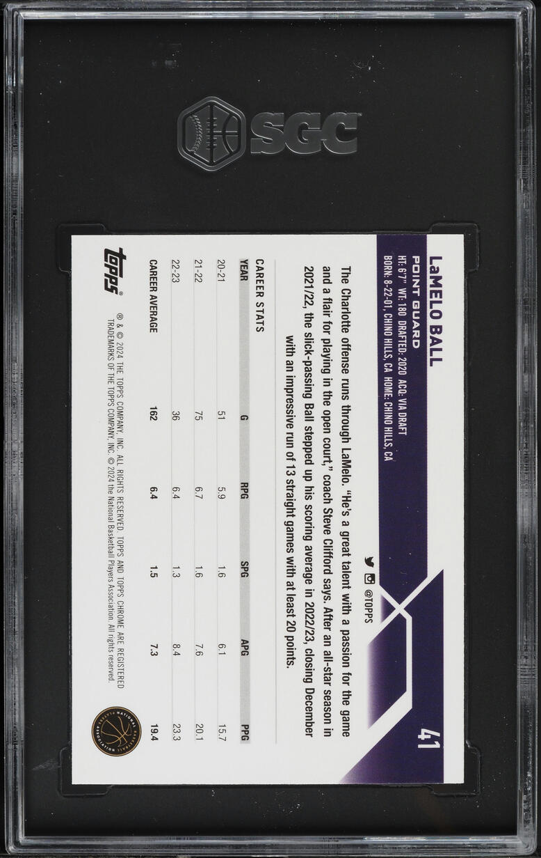 2023 Topps Chrome LaMelo Ball #41 SGC 9.5 MINT+