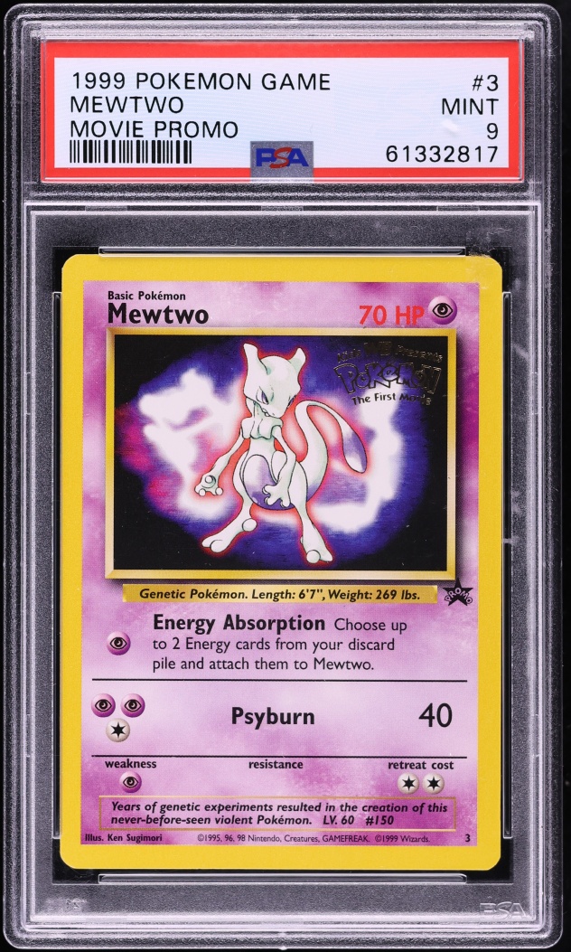 1999 Pokemon Base Set Black Star Promo Movie Mewtwo #3 PSA 9 MINT