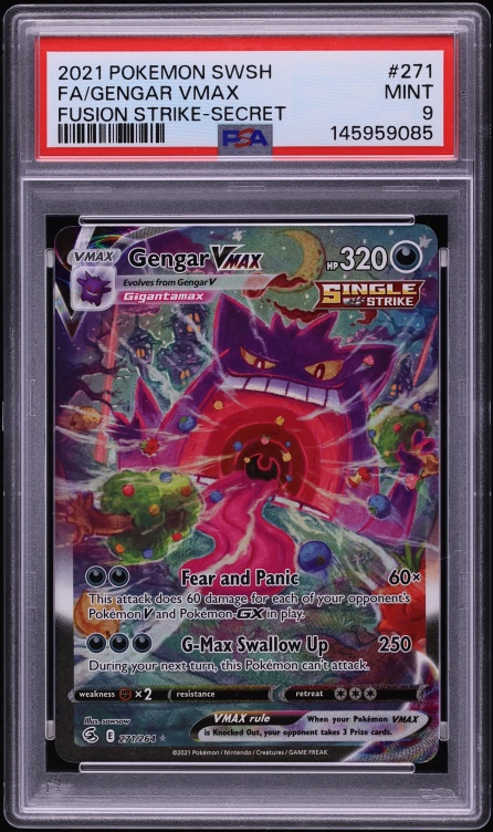 2021 Pokemon Sword & Shield Fusion Strike Full Art Gengar VMAX #271 PSA ...
