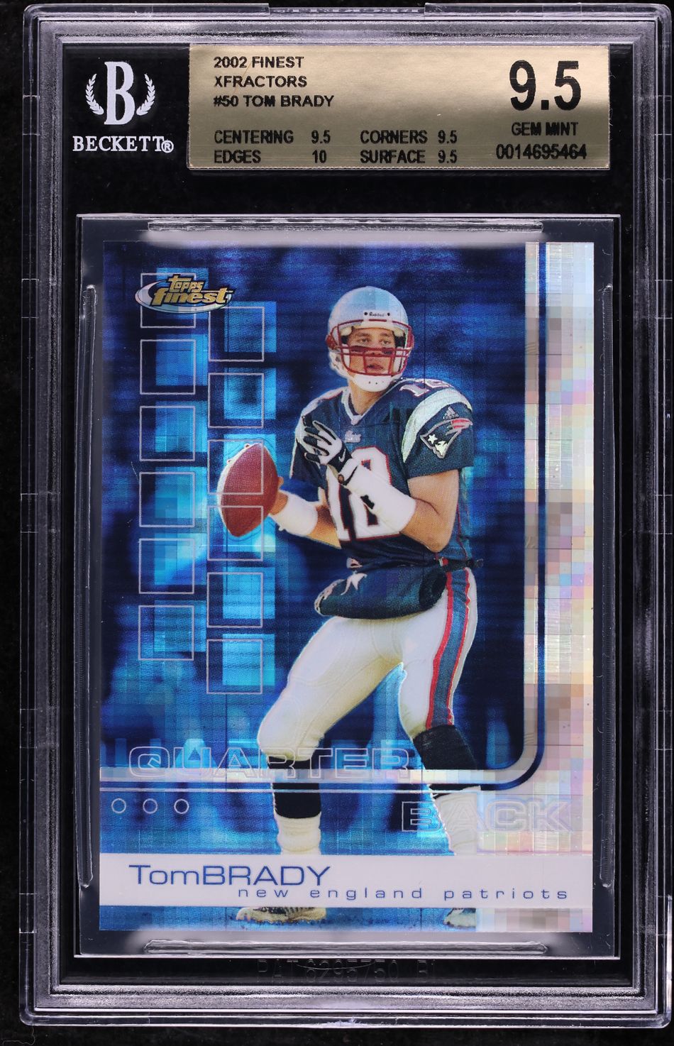 2002 Finest Xfractor Tom Brady 1/20 #50 BGS 9.5 GEM MINT