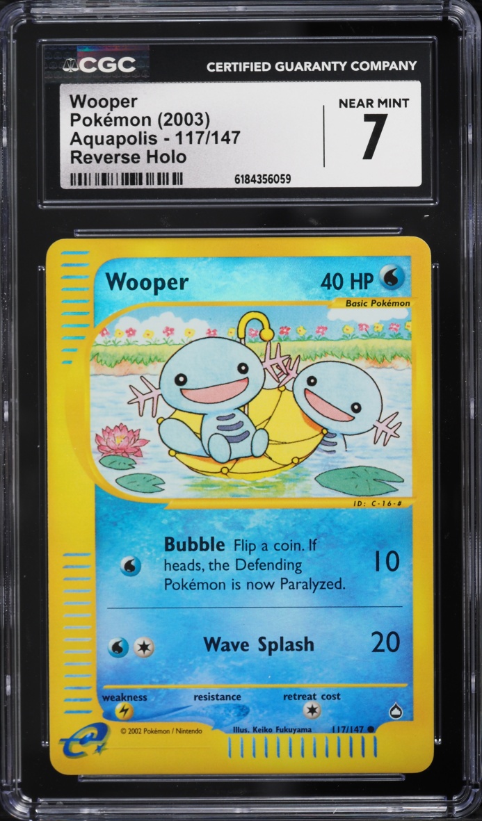 2003 Pokemon Aquapolis Reverse Holo Wooper #117 CGC 7 NRMT