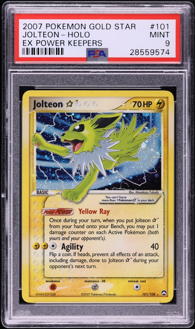 2007 Pokemon EX Power Keepers Holo Jolteon Gold Star #101 PSA 9 MINT