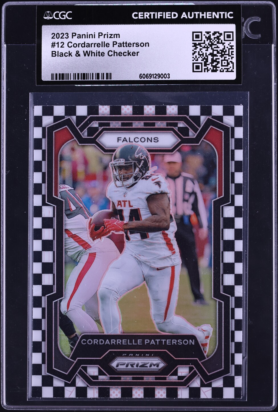 2023 Panini Prizm Black & White Checker Cordarrelle Patterson #12 CGC AUTH