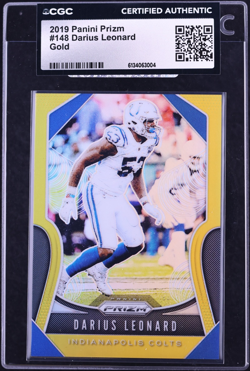 2019 Panini Prizm Gold Darius Leonard /10 #148 CGC AUTH - Photo 1