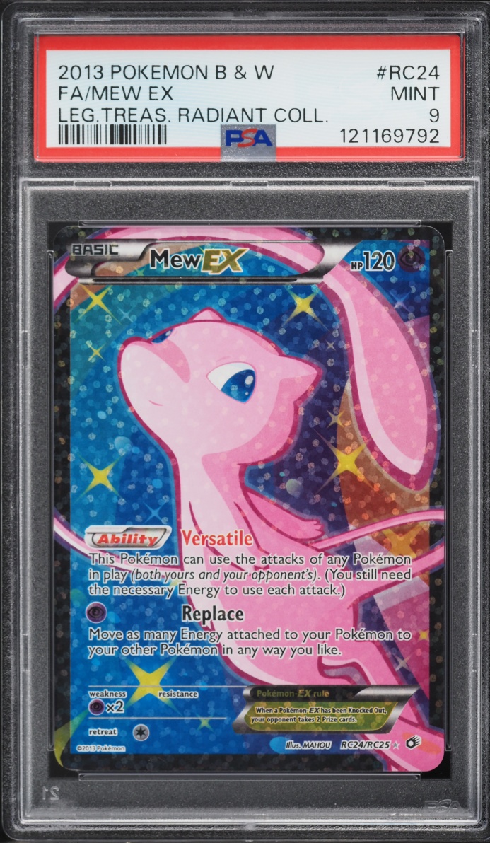 2013 Pokemon Black & White Legendary Treasures Radiant Collection Full Art Mew EX #RC24 PSA 9