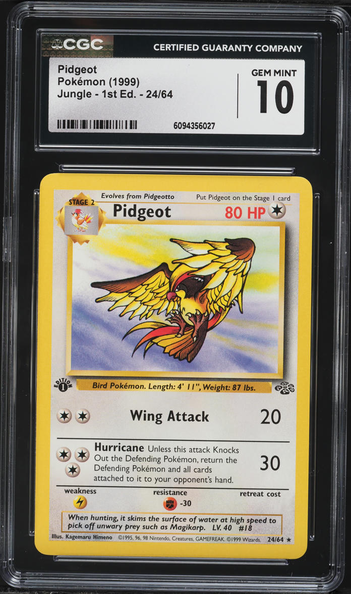 1999 Pokemon Jungle 1st Edition Pidgeot #24 CGC 10 GEM MINT
