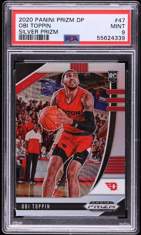 2020 Panini Prizm Draft Picks Silver Obi Toppin ROOKIE #47 PSA 9 MINT