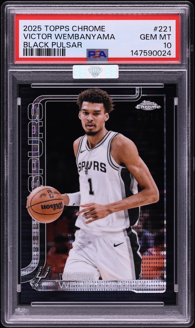 2025 Topps Chrome Black Pulsar Victor Wembanyama /10 #221 MBA PSA 10 GEM MINT