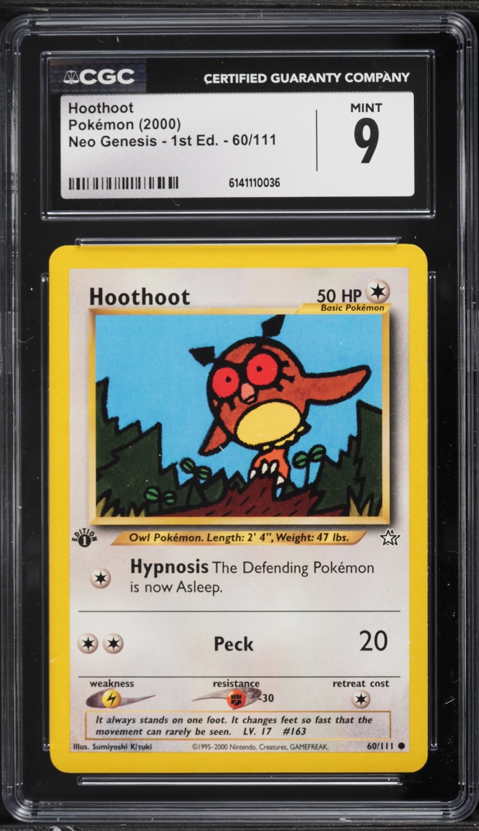 2000 Pokemon Neo Genesis 1st Edition Hoothoot #60 CGC 9 MINT