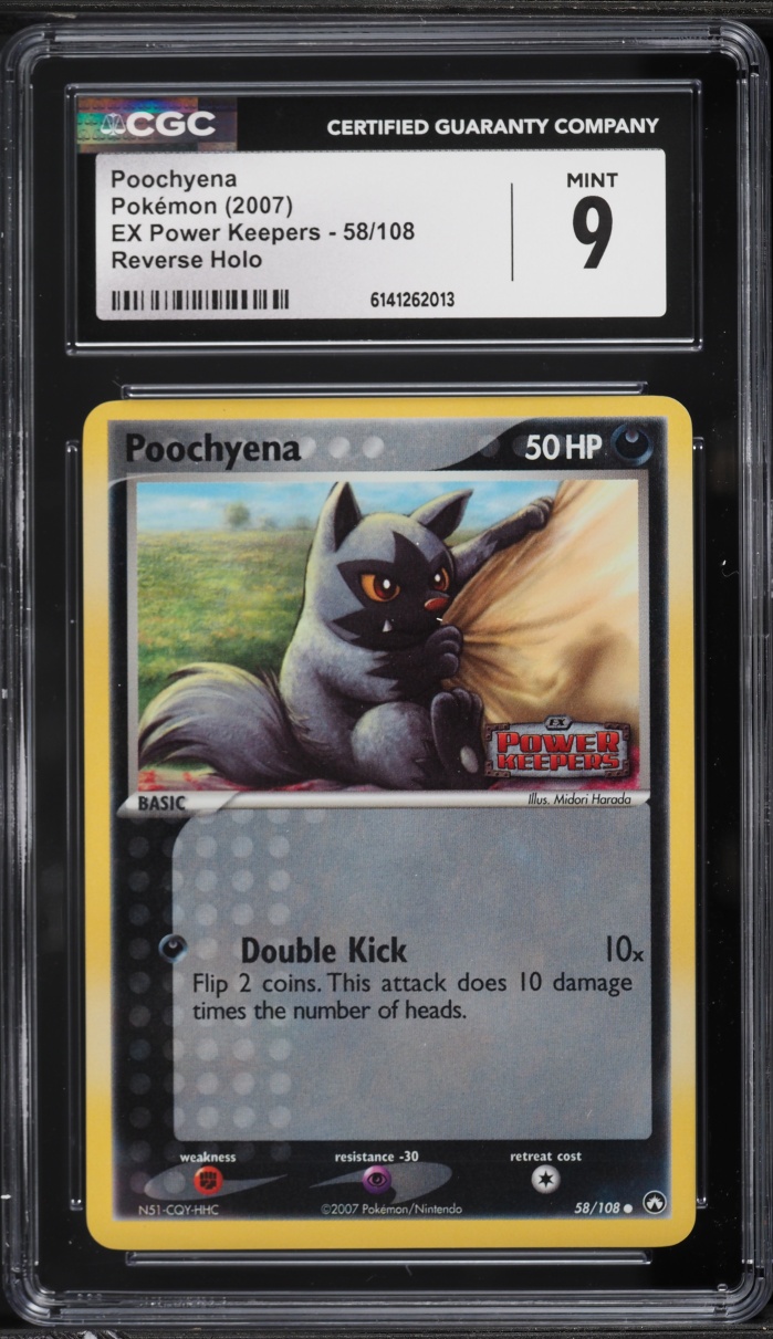 2007 Pokemon EX Power Keepers Reverse Holo Poochyena #58 CGC 9 MINT