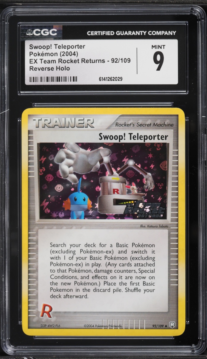 2004 Pokemon EX Team Rocket Returns Reverse Holo Swoop! Teleporter #92 CGC 9 MINT