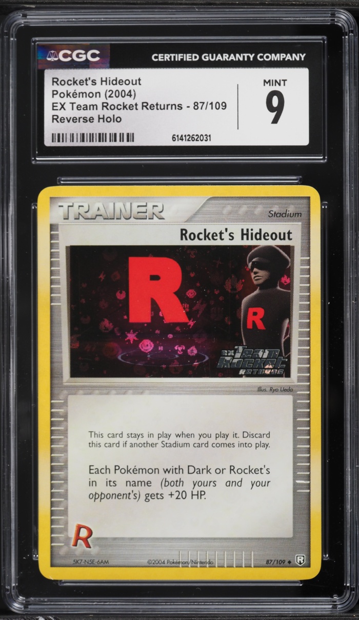 2004 Pokemon EX Team Rocket Returns Reverse Holo Rocket's Hideout #87 CGC 9 MINT