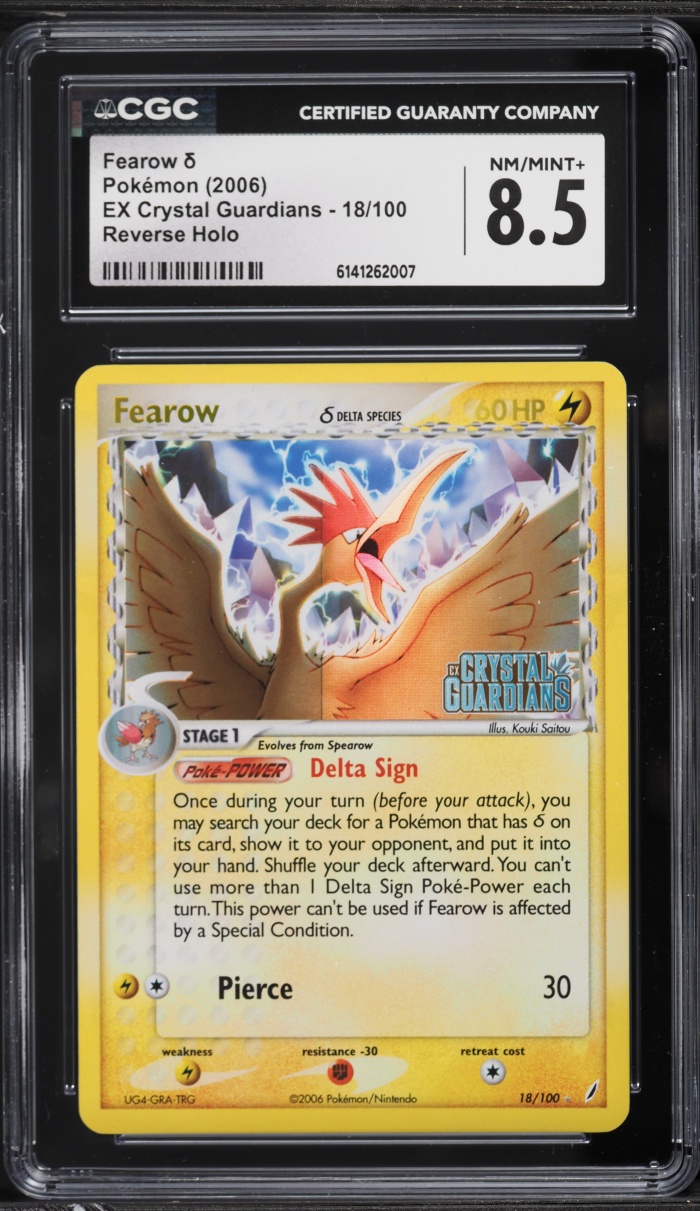 2006 Pokemon EX Crystal Guardians Reverse Holo Fearow #18 CGC 8.5 NM-MT+