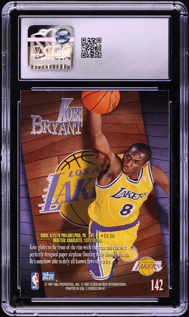 1996 Skybox Z-Force Kobe Bryant ROOKIE #142 CGC 9 MINT on