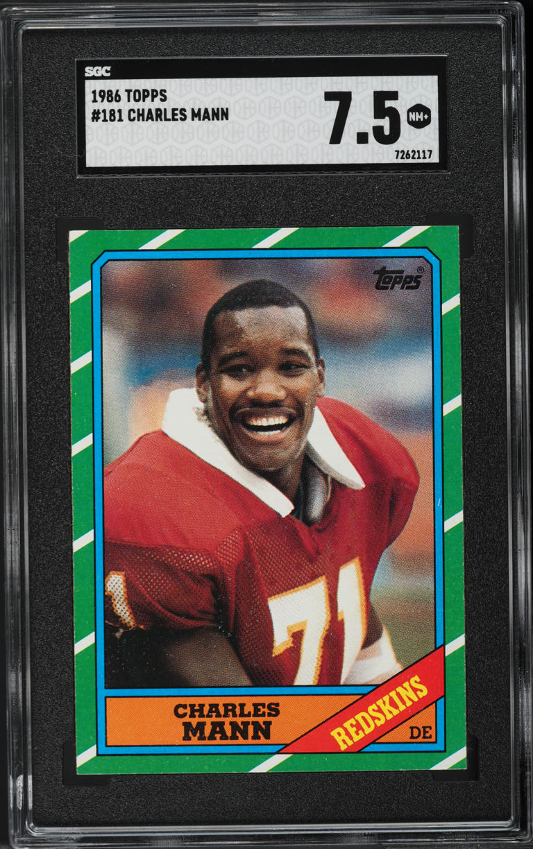 1986 Topps Football Charles Mann ROOKIE #181 SGC 7.5 NRMT+