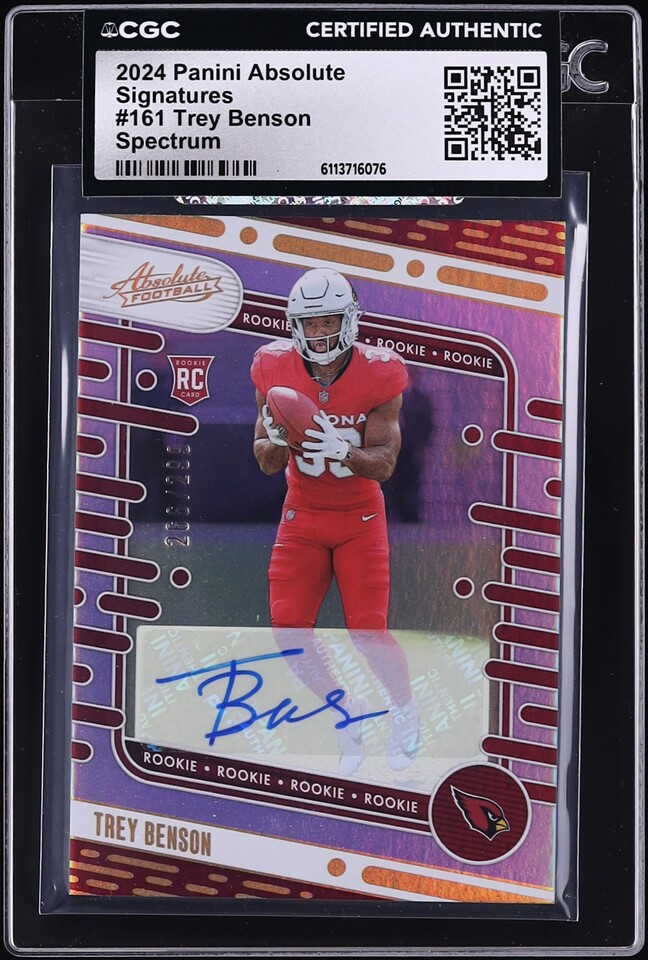 2024 Absolute Signatures Spectrum Trey Benson ROOKIE AUTO /299 #161 CGC AUTH