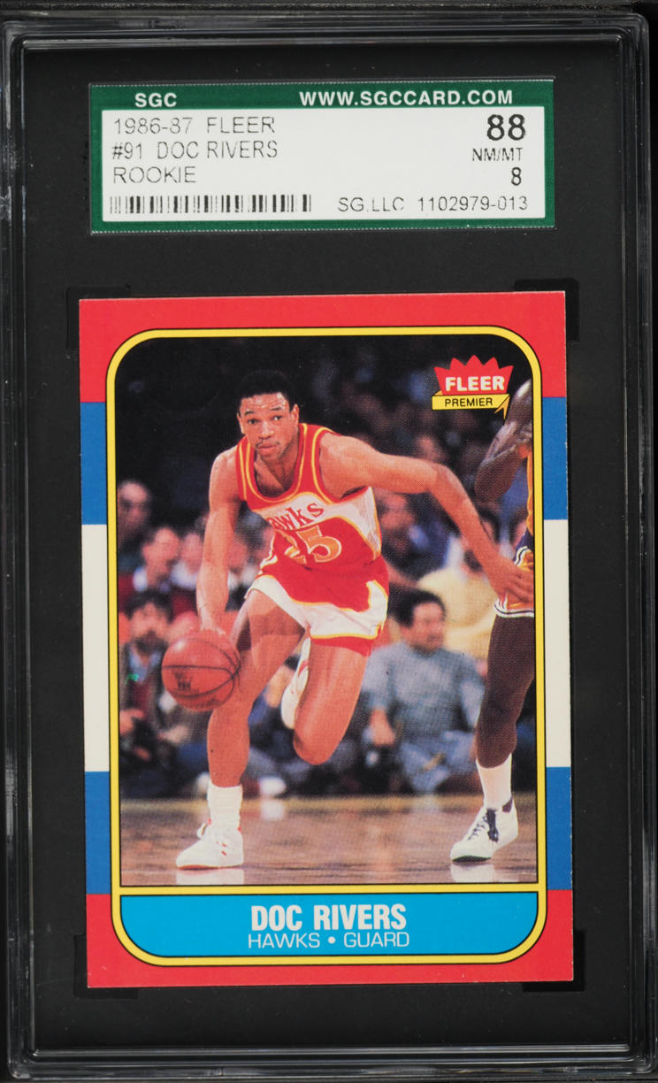 1986 Fleer Basketball Doc Rivers ROOKIE #91 SGC 8 NM-MT