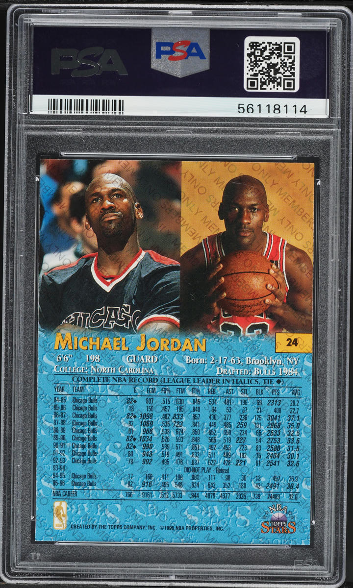 1996 Topps NBA Stars Members Only Michael Jordan #24 PSA 10 GEM MINT